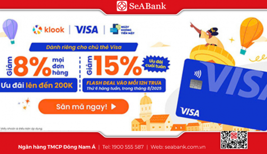 Giảm giá lên đến 500.000 VND cho các dịch vụ tại Klook khi thanh toán bằng thẻ Visa